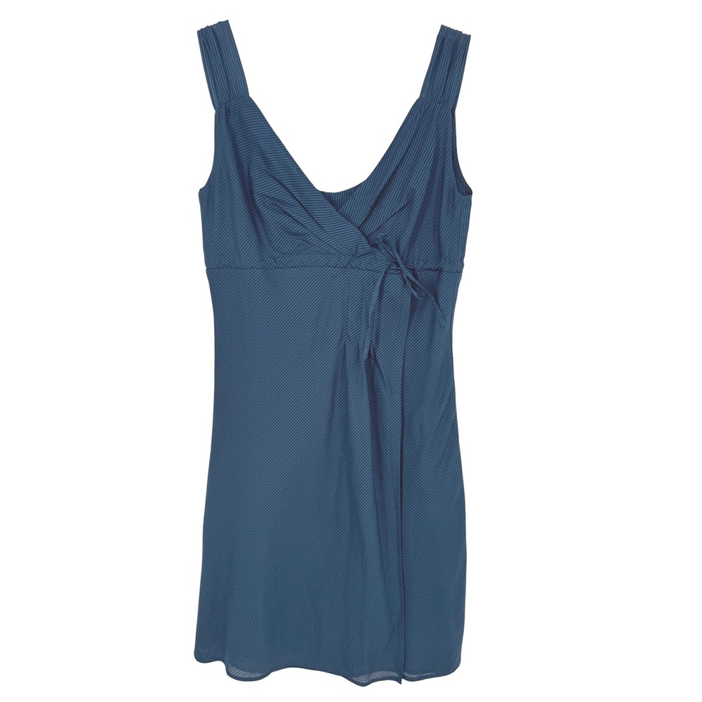 Patagonia Amaia Dress Women 2 Blue Excellent Organic Cotton Ribbed Wrap Style